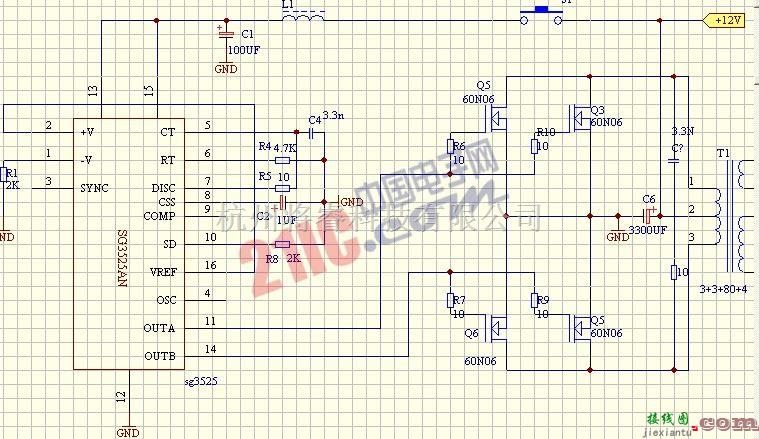 电源电路中的SG3525AN构成的逆变器电路图  第1张