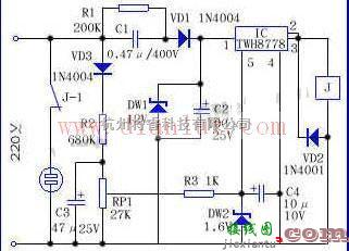 电源电路中的TWH8778组成的自动断电过压保护电路图  第1张