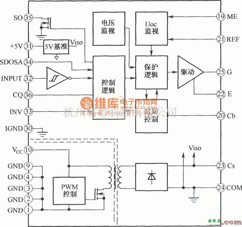 电源电路中的介绍混合集成型IGBT驱动器的内部框电路  第1张