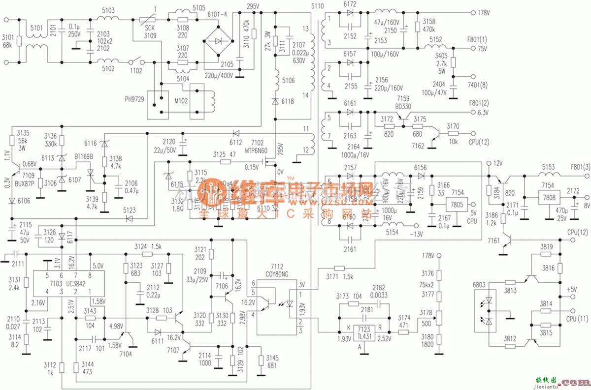 电源电路中的飞利浦15a显示器电源电路图  第1张