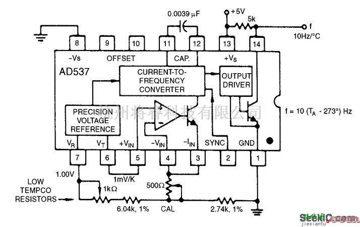 控制电路中的温度-频率转换器（摄氏温度）  第1张