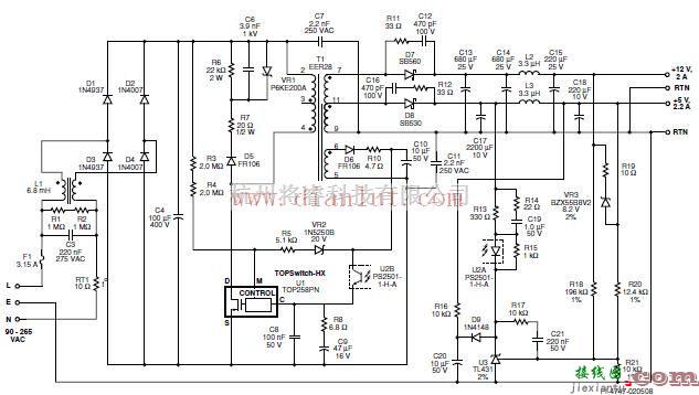 电源电路中的基于TOPSwitch-HX的LCD显示器电源电路及芯片介绍  第1张