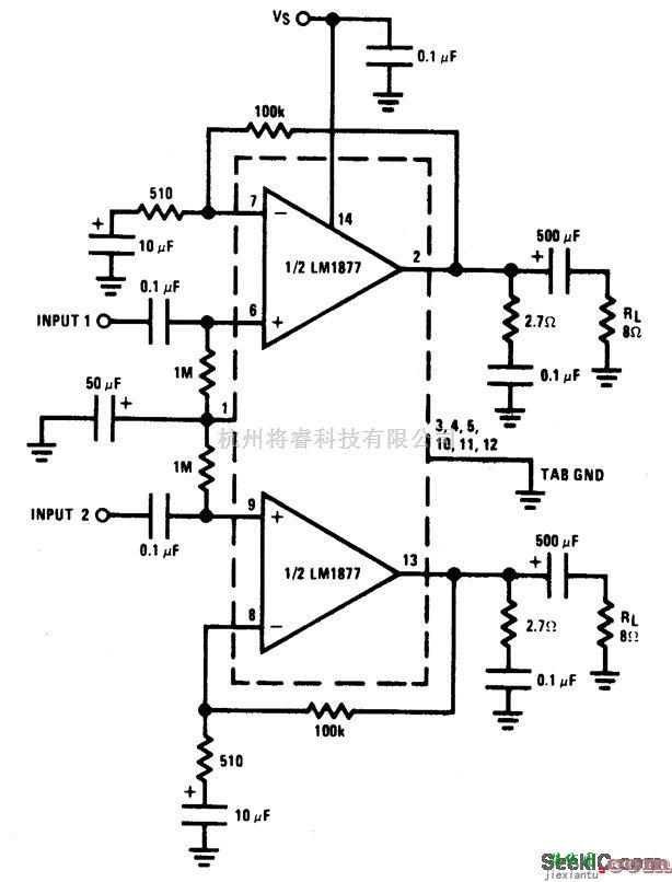 集成音频放大中的200Av的立体放大器  第1张