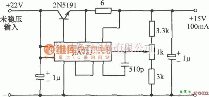 电源电路中的μA723构成的15V可调稳压电源电路原理  第1张