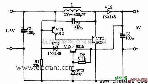 电源电路中的采用三极管元件设计各种升压电路图  第4张