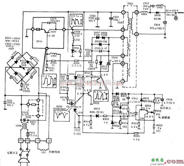 电源电路中的型号为CS37-2的电视电源电路  第1张