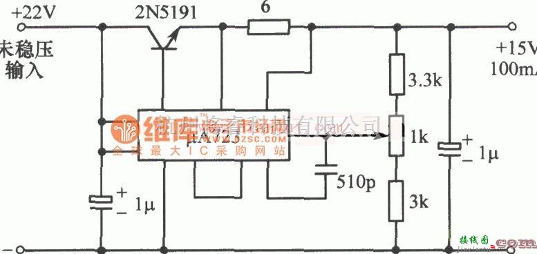 电源电路中的μA723-15V可调稳压电源电路  第1张