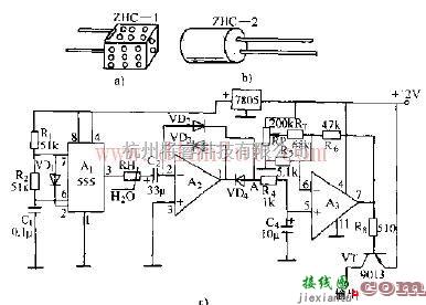 电源电路中的ZHC湿敏电阻器湿度电压变送器电路原理图  第1张