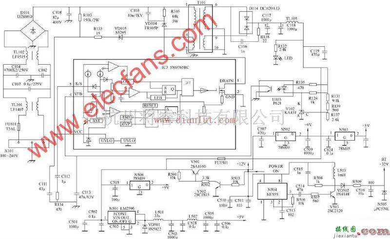 电源电路中的型号为L22A1K的电视开关电源电路  第1张