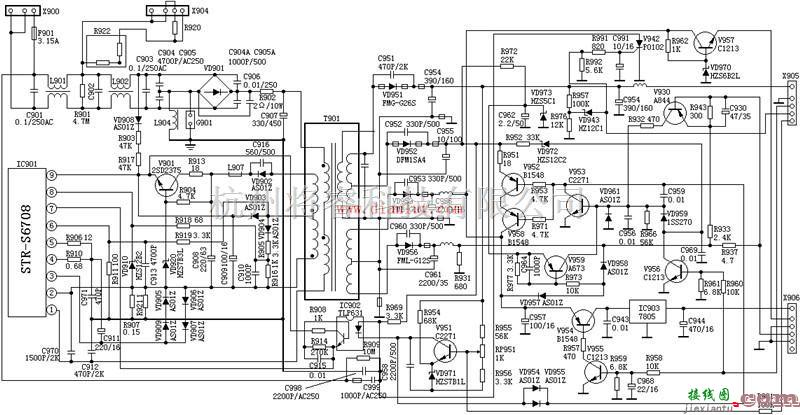 电源电路中的型号为D2902的电视电源电路  第1张