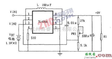 电源电路中的TL499A升压稳压电源和电池后备电源电路  第1张