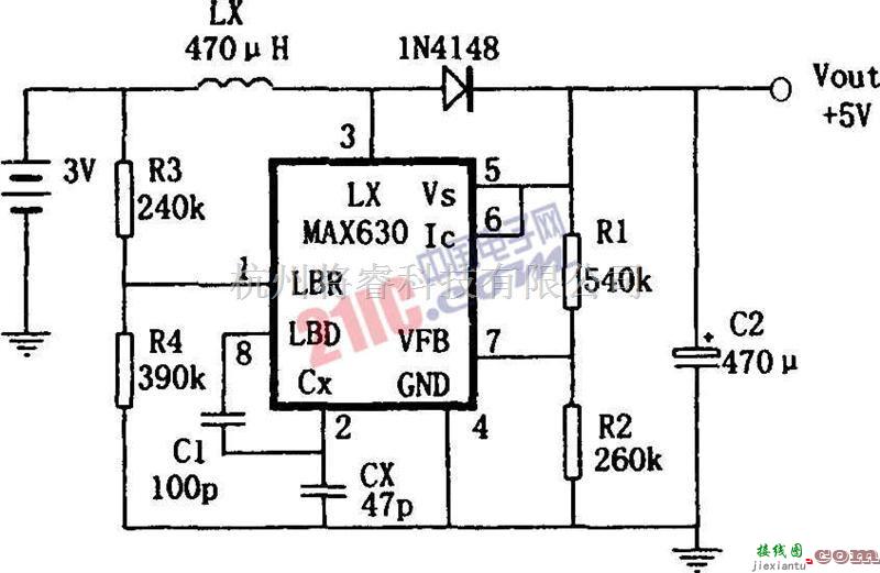 电源电路中的基于MAX630的升压变换电源电路  第1张