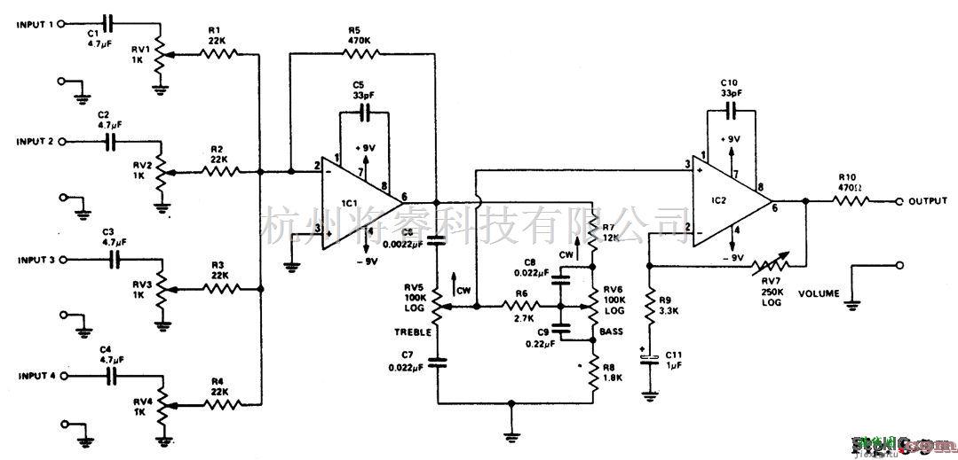 控制电路中的音量控制的混频器/前置放大器  第1张