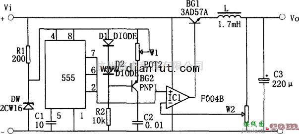 电源电路中的基于NE555的升压型开关稳压电源电路图  第1张