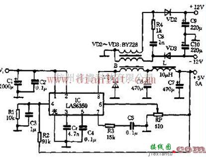 电源电路中的具有三级输出电压的电源电路原理图  第1张