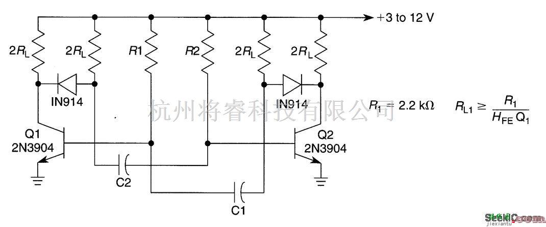 基础电路中的多谐振荡器产生的尖锐方形波  第1张