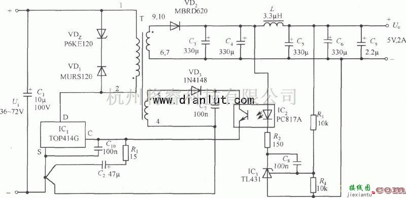 电源电路中的基于PC817芯片设计5V/2A隔离式开关电源电路  第1张