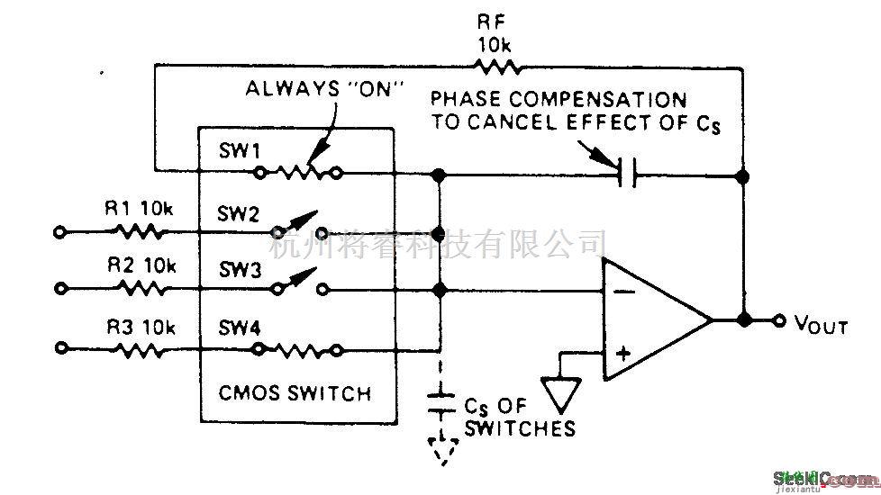 运算放大电路中的运算放大器和模拟开关罗恩补偿器  第1张