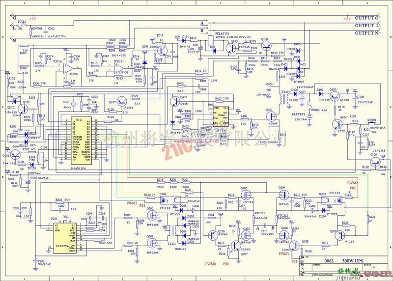 电源电路中的基于M34513E4芯片设计UPS电路图  第1张