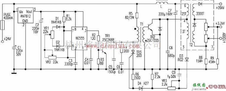 电源电路中的24V显示器高压电源电路  第1张