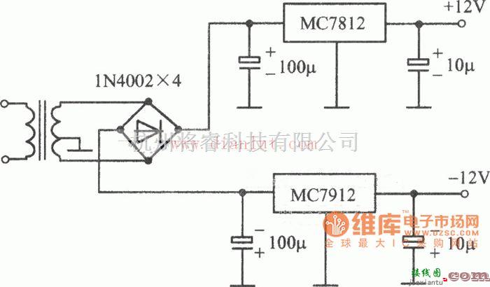 电源电路中的采用MC7812的稳压电源电路  第1张