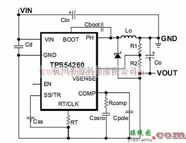 电源电路中的TPS54260反向电源电路原理图  第1张