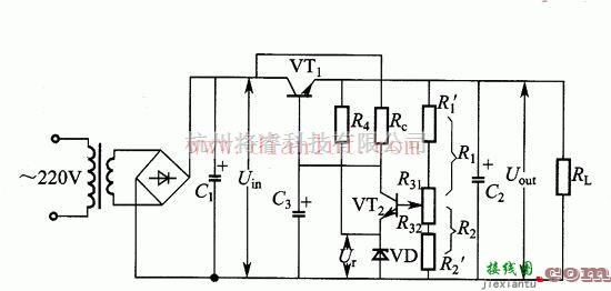 电源电路中的串联型晶体管稳压电源的原理及电路图  第1张