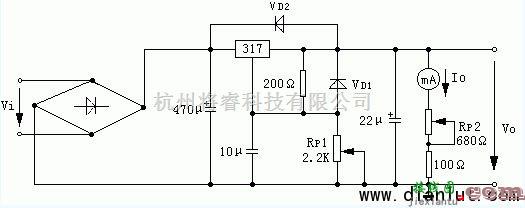 电源电路中的可调三端集成稳压电路图  第1张