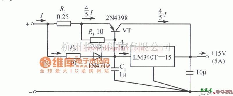 电源电路中的由LM340T-15组成的稳压电源电路  第1张