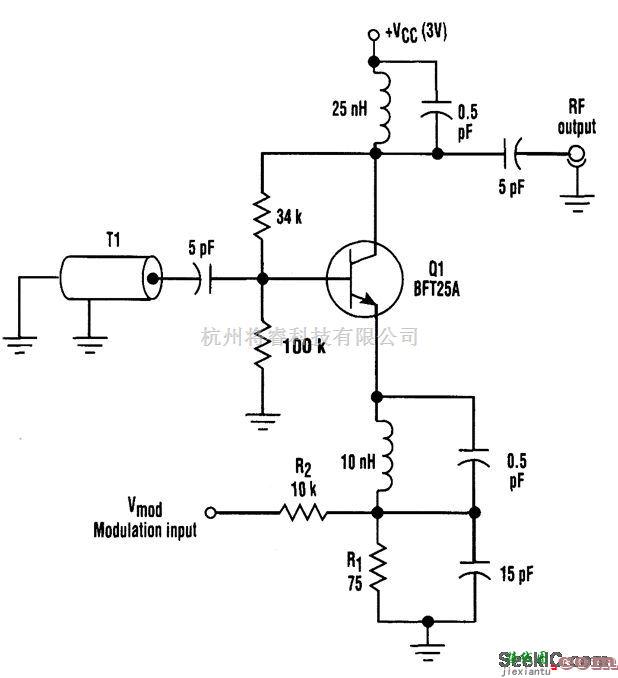 基础电路中的无变容二极管高频调制器
  第1张