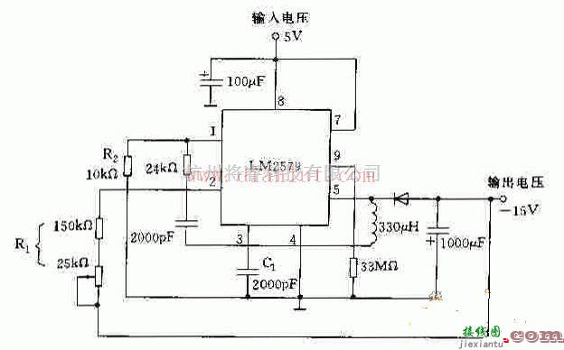 电源电路中的基于LM2579的DC/DC变换器电路  第1张