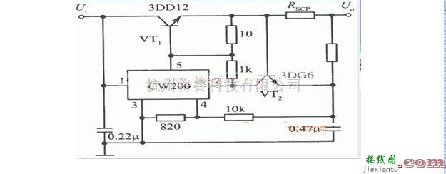 电源电路中的基于NPN型功率晶体管扩流的CW200集成稳压电源的电路图  第1张