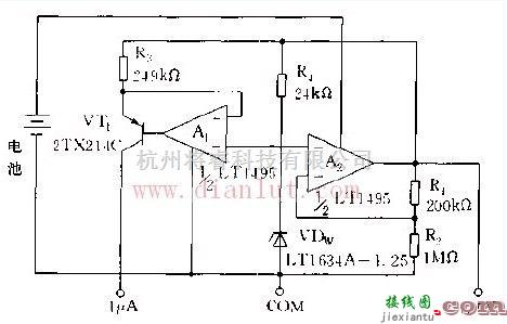 电源电路中的采用LT1495运放构成的参考基准源电路  第1张