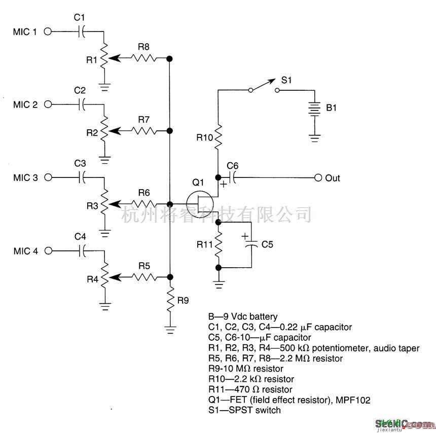 音频电路中的FET话筒混音器
  第1张
