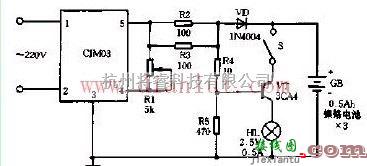 电源电路中的CJM03组成停电应急灯  第1张