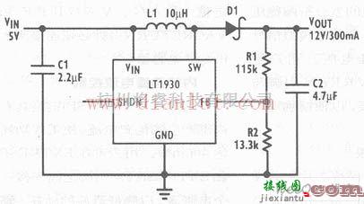 电源电路中的基于LT1930芯片设计微型5V转12V升压变换器电路  第1张