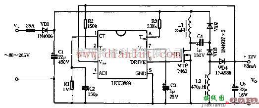 电源电路中的基于UCC3889的低功耗高压差稳压电源电路  第1张