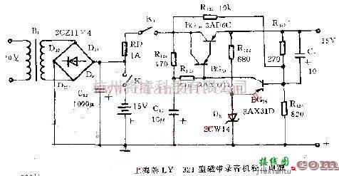 电源电路中的上海牌LY321型磁带录音机稳压电源电路图  第1张