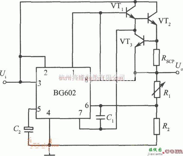 电源电路中的利用复合晶体管扩流的BG602集成稳压器电路  第1张