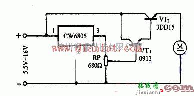 电源电路中的基于CW7805的小电机稳速器电路  第1张