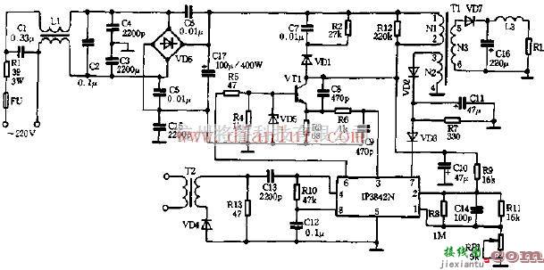电源电路中的介绍IP3842N芯片的典型应用电路  第1张
