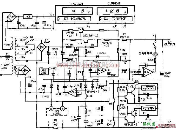 电源电路中的基于LM324芯片设计数字显示直流稳压电源电路  第1张