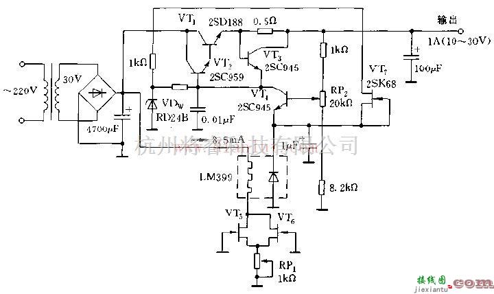 电源电路中的运用低温漂稳压管的稳压电路图  第1张