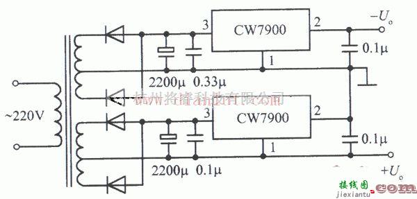 电源电路中的基于CW7900芯片设计正、负输出电压集成稳压电源电路  第1张