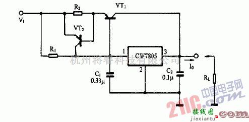 电源电路中的由CW7805构成的过流保护稳压电源电路  第1张