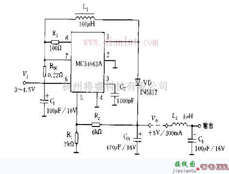 电源电路中的基于MC34063的5V开关稳压电源电路图  第1张