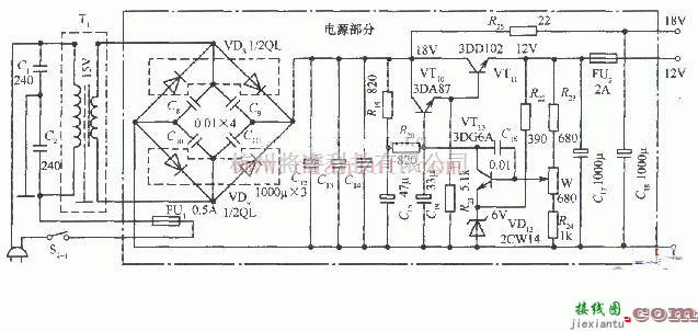 电源电路中的采用基本元件设计12V、18V双路稳压电源电路  第1张