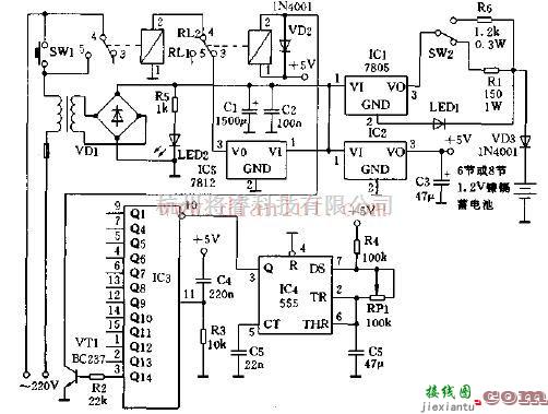 电源电路中的基于555定时器设计电池自动充电器  第1张