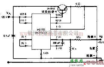 电源电路中的远距离自动检测的15V/1A稳压器电路原理图  第1张