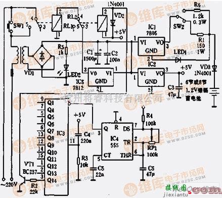 充电电路中的电池自动充电器电路图  第1张